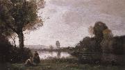 camille corot Seine Landscape near Chatou oil